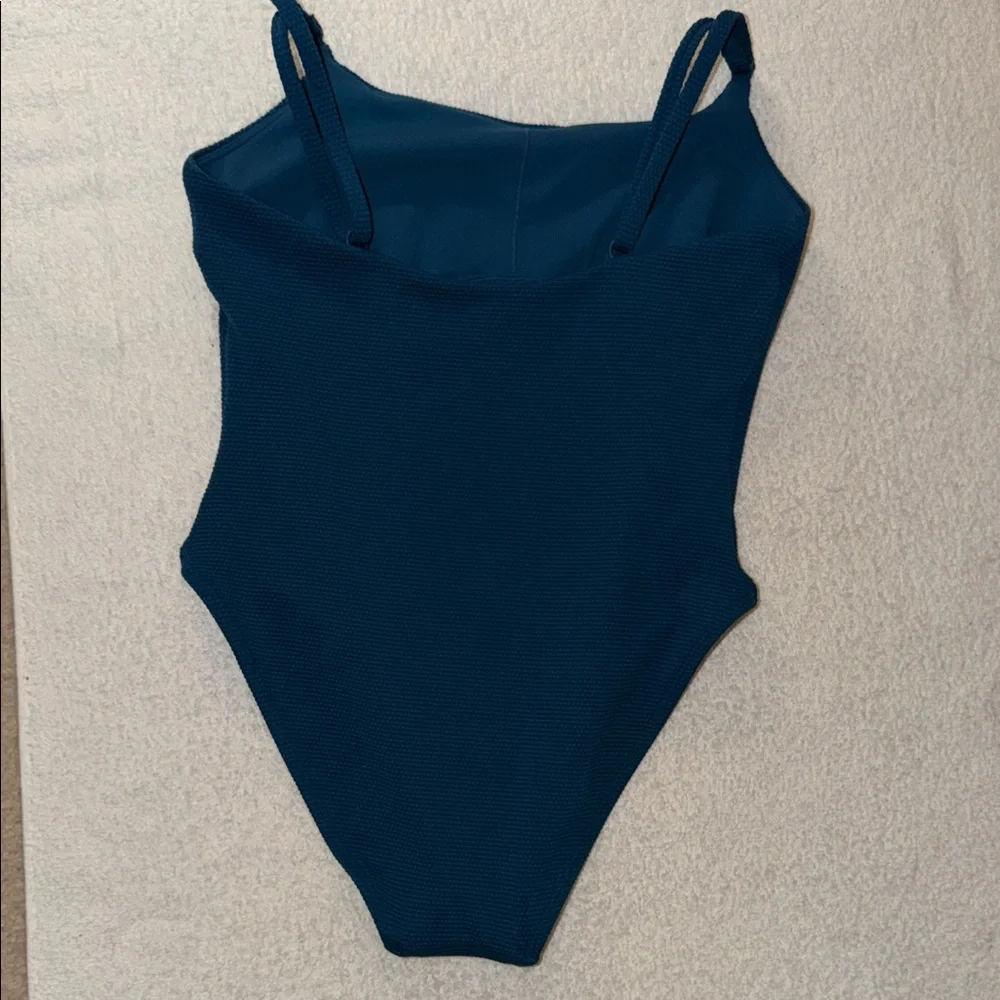 Athleta Scoop Pique Swim Full Lined High Cut Cheeky Soft Cup Bra Coastal Teal
